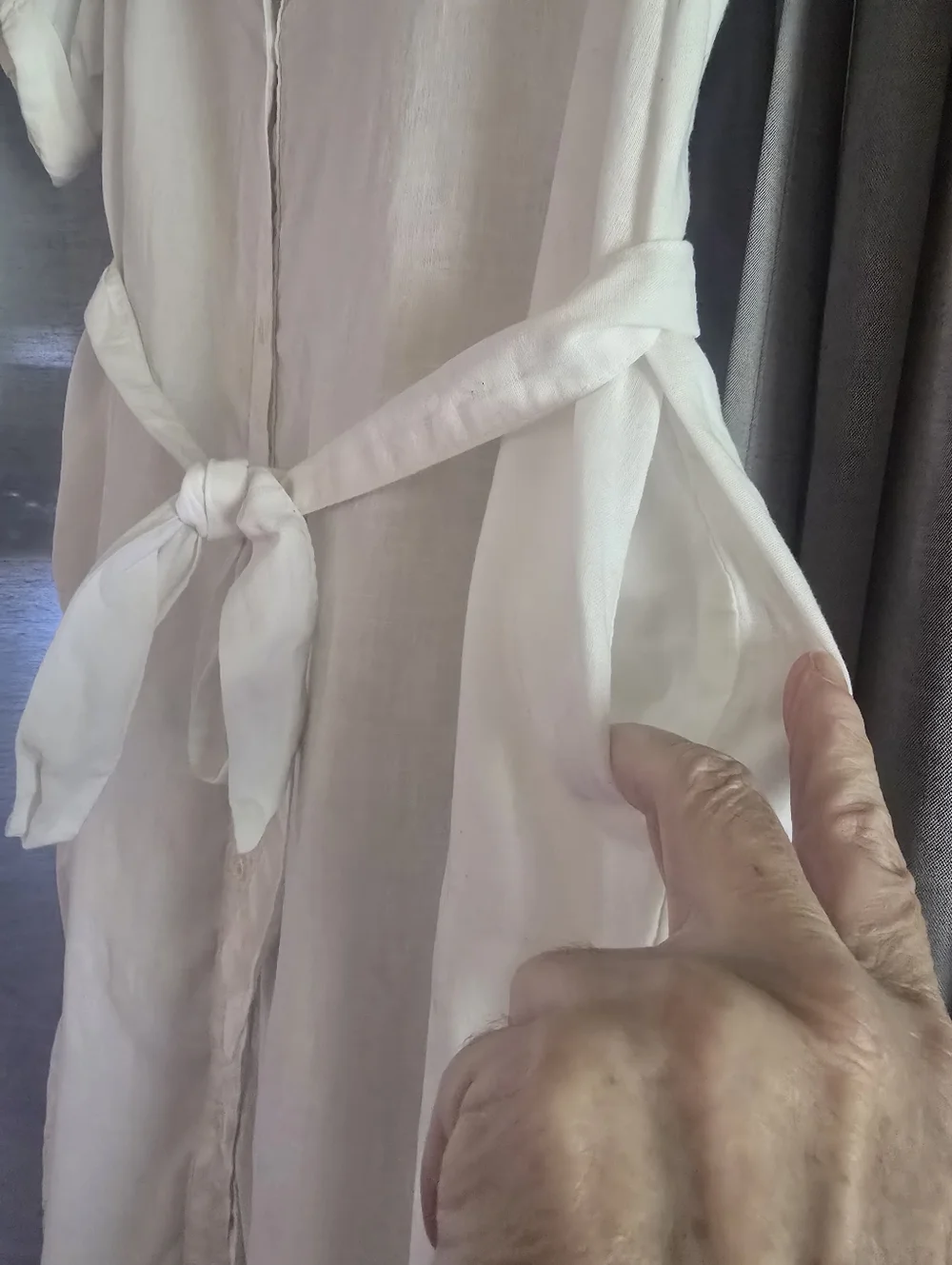 Gap White Linen Button Up Mini Dress Belted With Pockets Medium - Picture 3 of 5